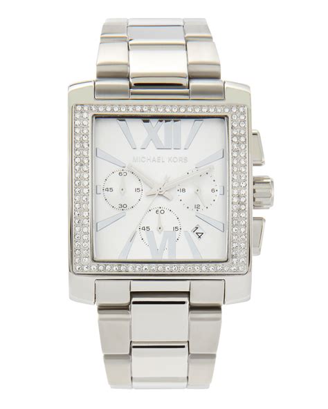 michael kors square face silver watches|Michael Kors silver watches.